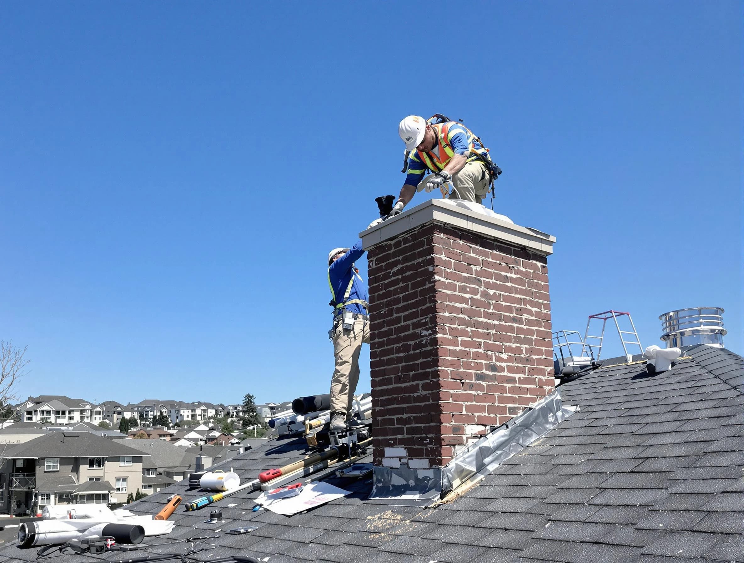 Conley Chimney Sweep repairing a chimney crown in Conley, GA