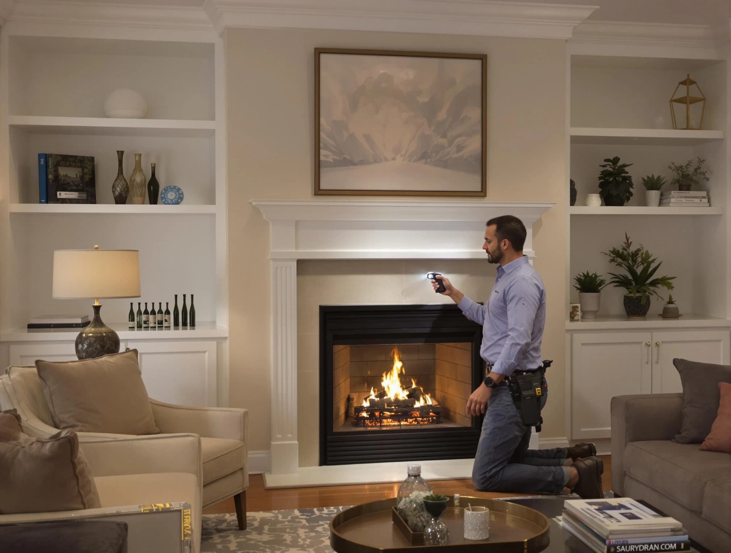 Conley Chimney Sweep conducting a fireplace safety inspection in Conley, GA