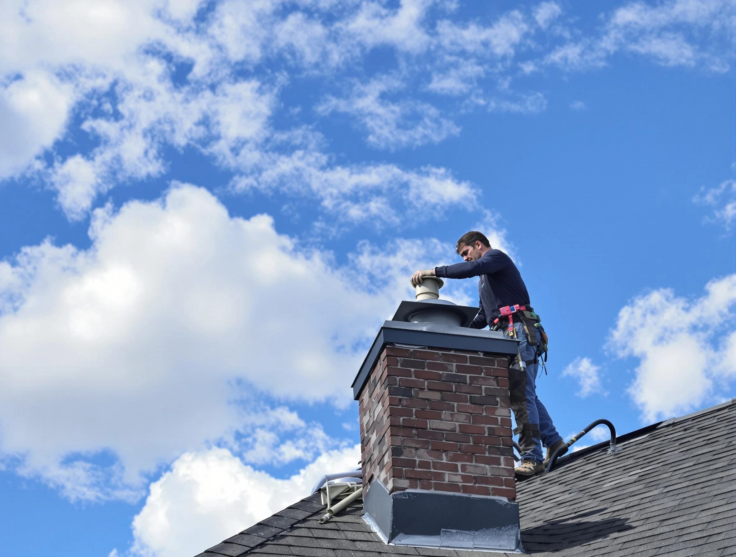 Conley Chimney Sweep installing a sturdy chimney cap in Conley, GA
