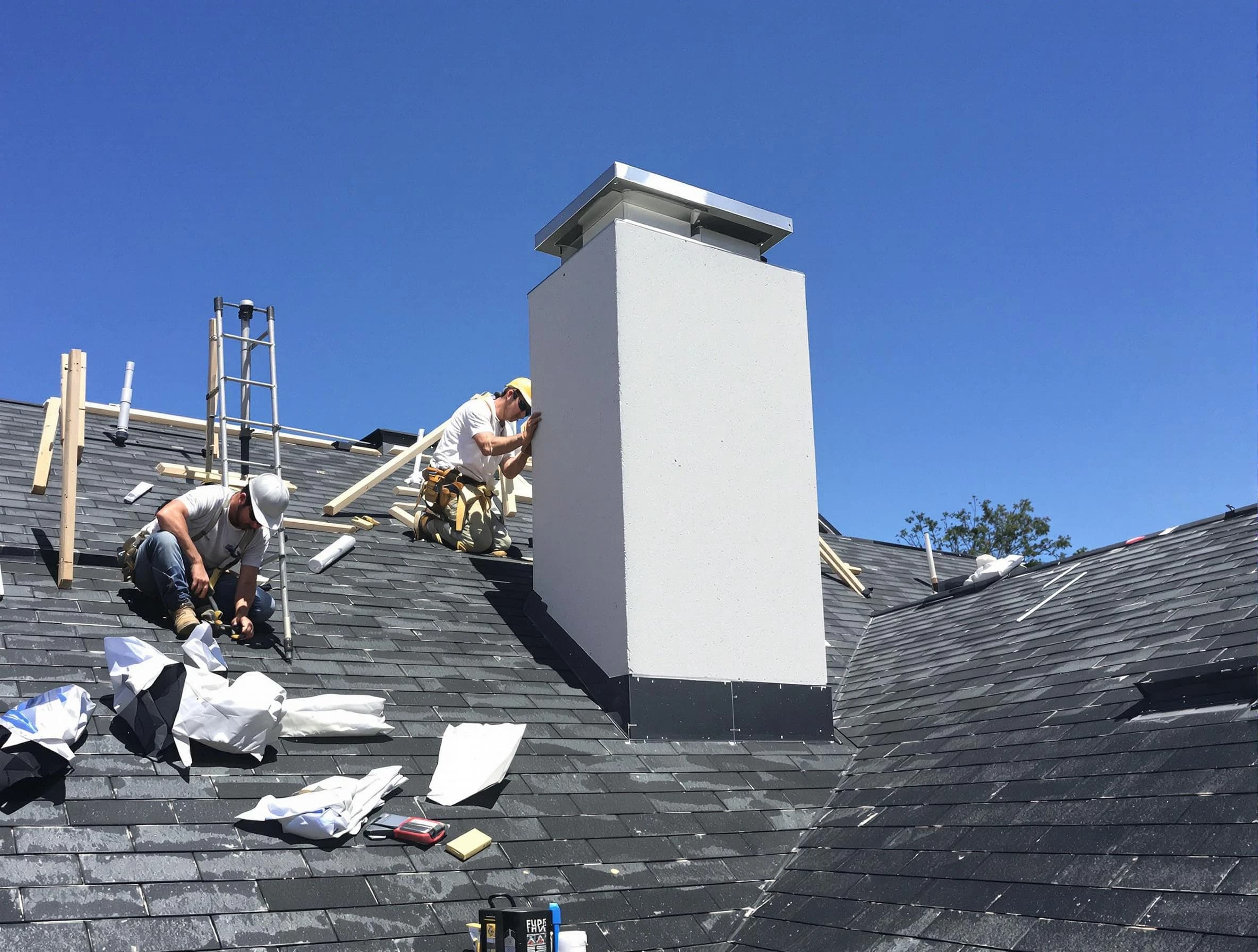Conley Chimney Sweep crew installing a new chimney in Conley, GA