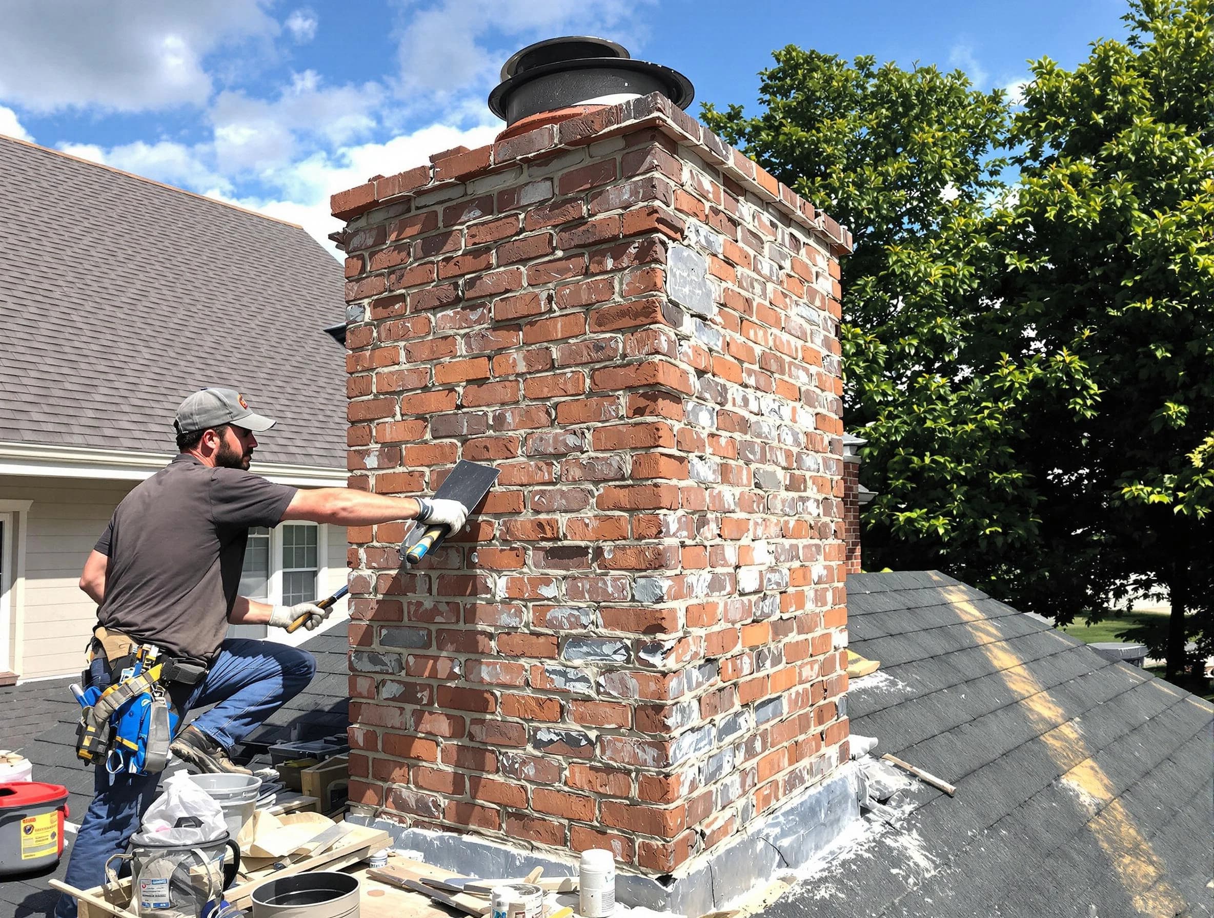Completed chimney rebuild by Conley Chimney Sweep in Conley, GA