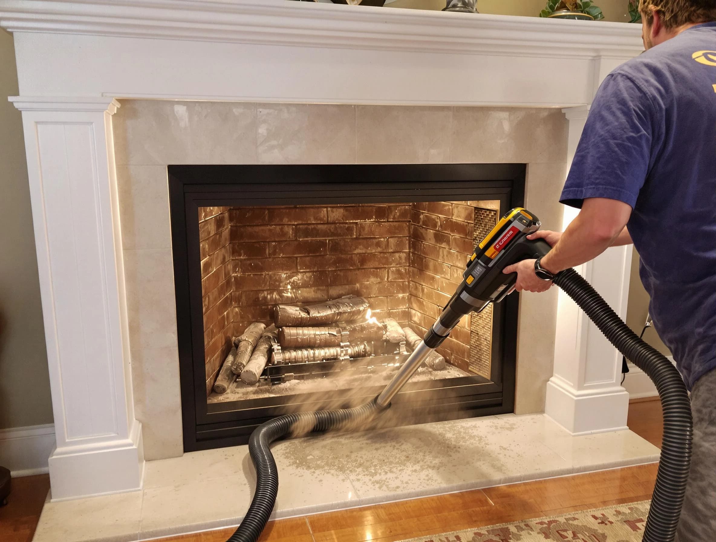 Fireplace cleaning performed by Conley Chimney Sweep in Conley, GA