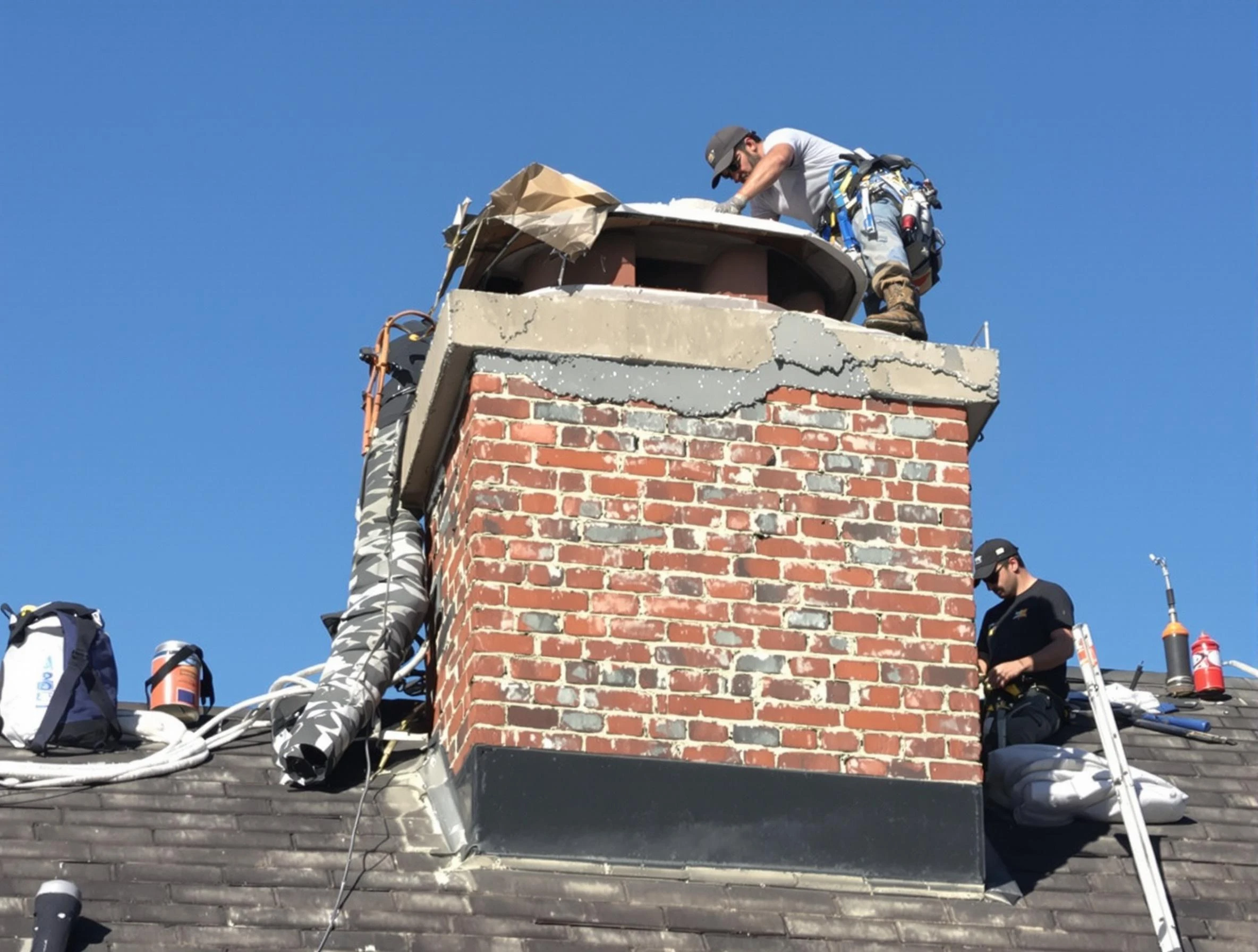 Conley Chimney Sweep installing a custom chimney crown in Conley, GA