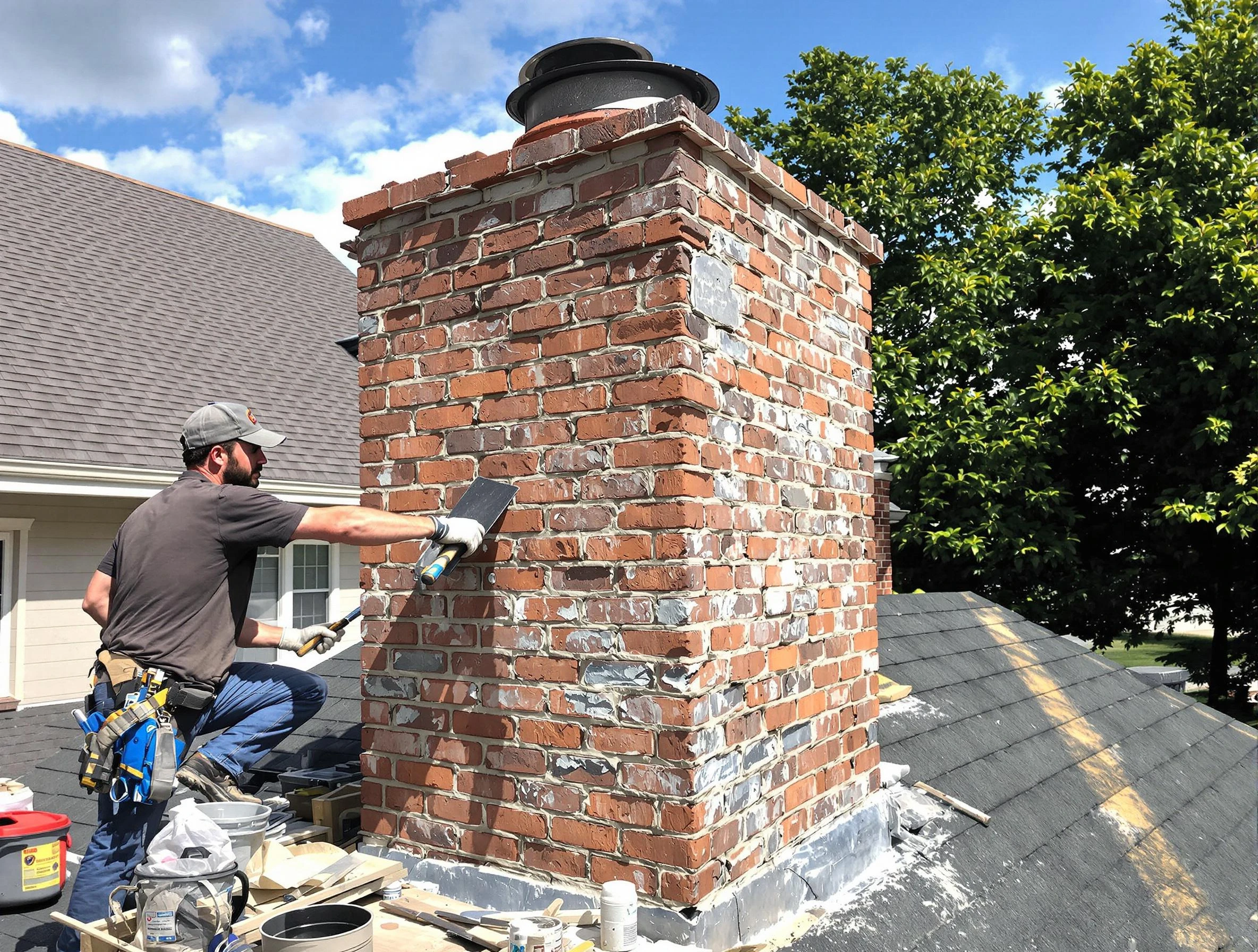 Completed chimney rebuild by Conley Chimney Sweep in Conley, GA