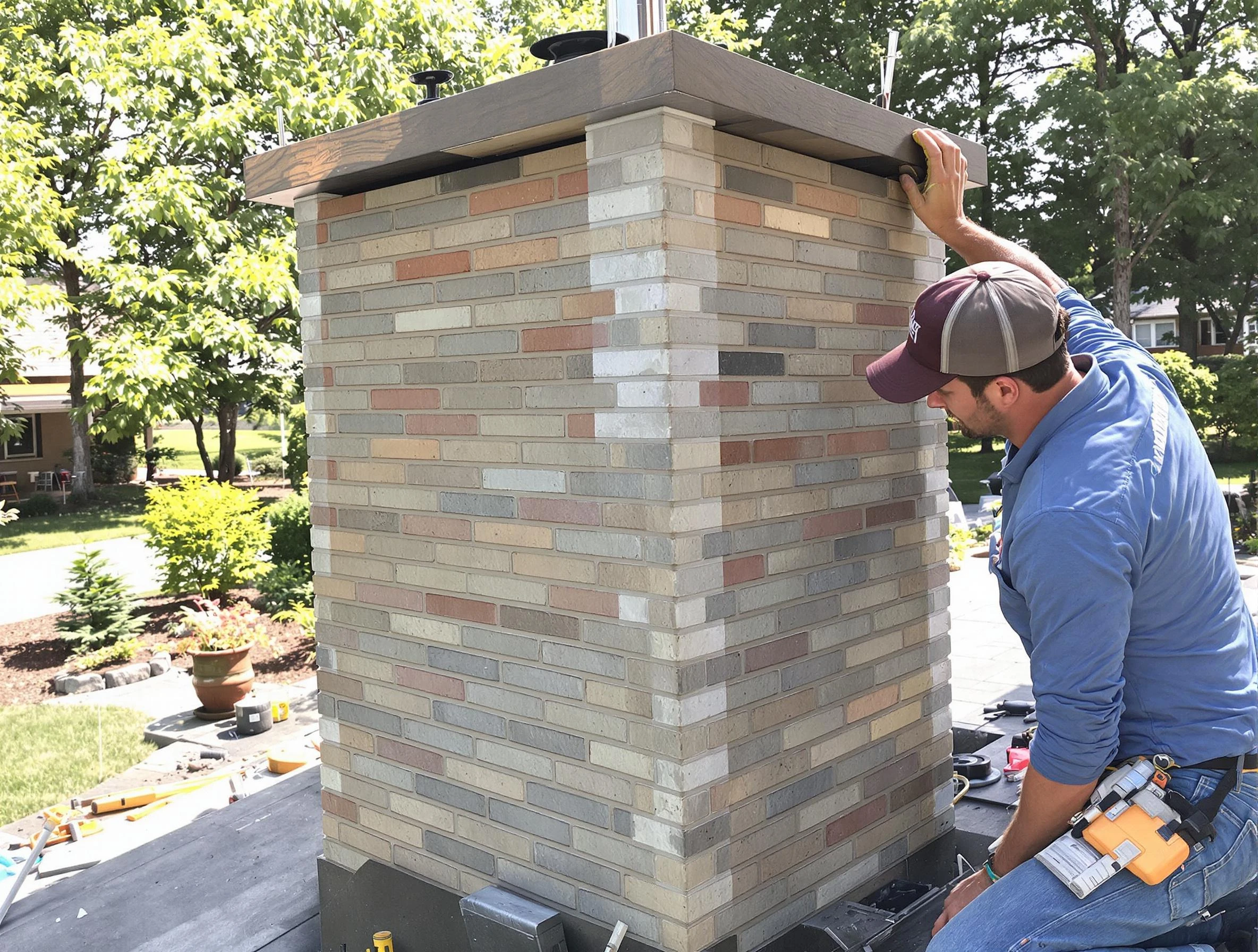 Conley Chimney Sweep completing a modern chimney remodel in Conley, GA